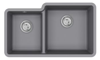 Clearwater Nova 1.75 bowl granite composite kitchen sink with undermount installation  featuring main bowl 430×430mm and secondary bowl  chrome waste kits included