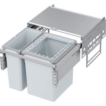 Vauth Sagel ENVI Space Pro -  600mm door, 1 x 21l & 1 x 39l bin - integrated under drawerline pull out kitchen cupboard bin