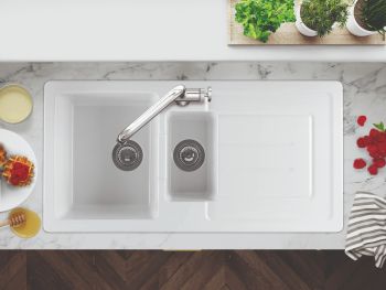 Clearwater Jarla Ceramic 1.5 bowls Inset Kitchen Sink