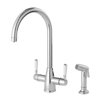 Clearwater Longdon 4, Dual Lever, Swan Neck, 4-in-1 Filtered Water & Instant Boiling Water Kitchen Tap with Hand Pull Out Spray