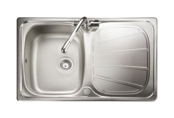Rangemaster Baltimore Polished Stainless steel 340 mm Single bowl Inset Kitchen Sink with drainer - BL8001