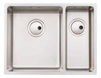 Abode Matrix R15 Brushed Stainless steel 1.5 bowl Square Inset or Undermount Kitchen Sink