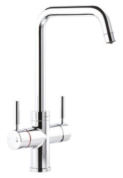 Pronteau ProPure Quad 4-in-1 boiling water tap with dual-lever control  U-spout  and integrated 2.1-litre boiler unit. Chrome finish with height of 426mm.