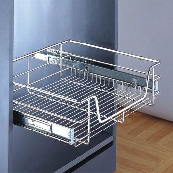 Polished Chrome Wire Pull Out Storage Basket
