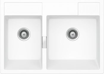 Schock Kallio M175 stainless steel inset kitchen sink with 2 bowls  898mm x 630mm  top-down view showing dual basin layout
