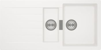 Schock CRISTADUR Signus D150 1.5 bowl inset stainless steel kitchen sink with reversible drainer  top-down view showing 1000mm x 500mm dimensions
