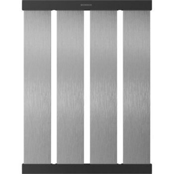 Schock Design Drip Rack 480mm x 336mm with black frame and vertical stainless steel bars front view