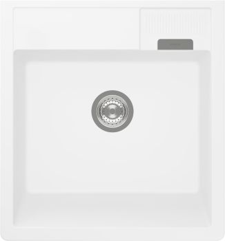 Schock Kallio M-100 single bowl inset granite composite kitchen sink  518mm wide with 220mm depth  overhead view showing basin and waste outlet
