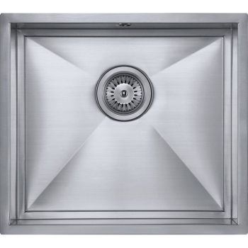 The1810 Axixuno 450u stainless steel kitchen sink single bowl design with 450mm width and 400mm depth top view showing integrated waste basket