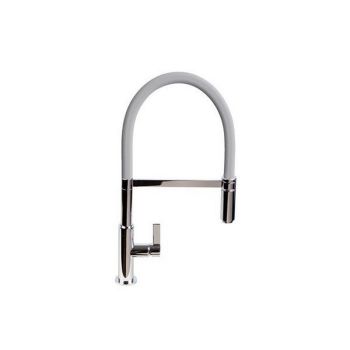 The1810 Spirale Flexible Hose kitchen tap with grey flexible hose and chrome finish  front view