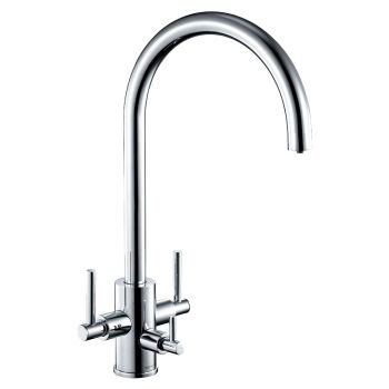 The1810 T215 Curvato Trio filtered water kitchen tap with curved spout  three levers  and chrome brass finish