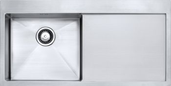 The1810 Zenuno15 stainless steel single bowl kitchen sink with integrated drainer inset or undermount installation 1000mm wide