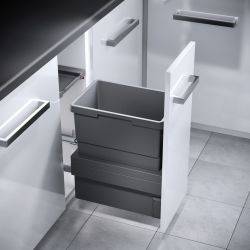 Hailo Cargo-Synchro - 300mm door, single bin - integrated under counter pull out kitchen cupboard bin