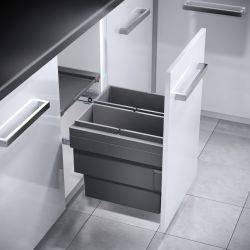 Hailo Cargo-Synchro - 450mm door, 2 bins - integrated under counter pull out kitchen cupboard bin