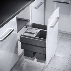 Hailo Cargo-Synchro - 500mm door, 3 bins  - integrated under sink pull out kitchen cupboard bin