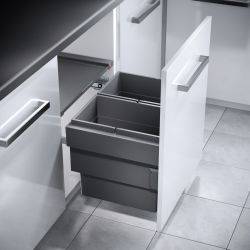 Hailo Cargo-Synchro - 600mm door, 2 bins  - integrated under sink pull out kitchen cupboard bin