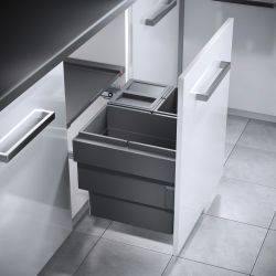 Hailo Cargo-Synchro - 600mm door, 3 bins   - integrated under sink pull out kitchen cupboard bin