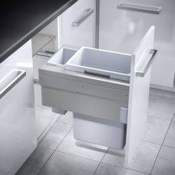 Hailo Euro Cargo - 400mm door, 2bins - integrated under counter pull out kitchen cupboard bin