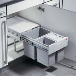 Hailo Tandem - 400mm door, 3 bins - under sink pull out kitchen cupboard bin