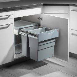 Hailo Easy-Cargo -  400mm/500mm doors, 2 bins - under drawerline pull out double kitchen cupboard bin