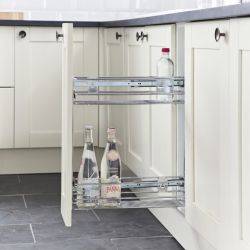 Pull Out Storage Unit, Chrome Linear Wire Baskets, for Min. Cabinet Width 150 mm, Unhanded