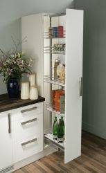 Hafele Pull Out Larder Unit - Soft Closing Chrome Linear Wire Baskets