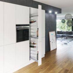 Bottle Pull Out Larder Unit, for Cabinet Width 150 mm, with 16 Bottle Wine Rack Vauth-Sagel VS TAL WIRO