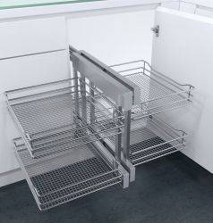 Vauth Sagel Cor Flex Pull Out Corner Unit, Complete Set, Saphir Mesh Baskets