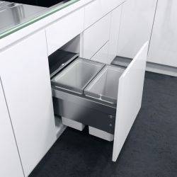 Vauth Sagel ENVI Space Pro - 400mm door, 2 bins - integrated under drawerline pull out kitchen cupboard bin