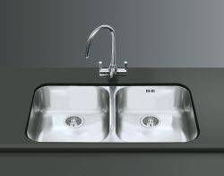 Smeg Alba Brushed Stainless steel Double bowl Undermount Kitchen Sink - UM4545