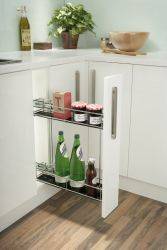 Pull Out Storage Unit, Two Tier, Chrome Linear Wire Basket, for Min. Cabinet Width 150 mm