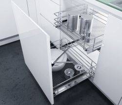 Pull Out Storage Baskets, with Chrome Wire Mesh Baskets, for Door Front Fixing Cabinets, Vauth-Sagel VS SUB Basket