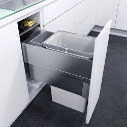 Vauth Sagel ENVI Space XX Pro S - 300mm door, 1 x 32l & 1 x 1.2l bins, 476mm depth - integrated under counter pull out kitchen cupboard bin