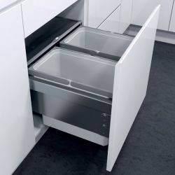 Vauth Sagel ENVI Space Pro - 600mm door, 2 x 28l bins - integrated under drawerline pull out kitchen cupboard bin