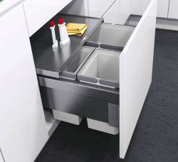 Vauth Sagel ENVI Space Pro - 600mm door, 3 bins - integrated under drawerline pull out kitchen cupboard bin