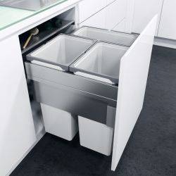 Vauth Sagel ENVI Space XX Pro S - 600mm door, 3 bins, 476mm depth - integrated under counter pull out kitchen cupboard bin