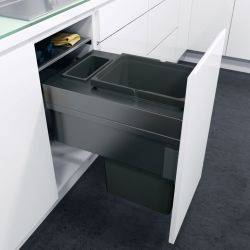 Vauth Sagel ENVI Space XX Pro S - 400mm door, 2 bins, 476mm depth - integrated under counter pull out kitchen cupboard bin