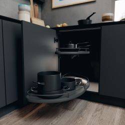 Pull Out Shelving Unit, Premea Lava Grey Solid Base and Wire Shelves, Vauth-Sagel Cornerstone Maxx