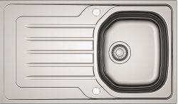 Clearwater Bolero Stainless Steel Single Bowl & Reversible Drainer Inset Kitchen Sink - Stainless Steel