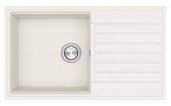 Clearwater Kameo Smart D860L single bowl inset sink in white granite composite  430mm wide with reversible drainer and built-in Smart Ledge