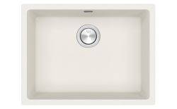 Clearwater Lumen SB 540mm single bowl granite composite kitchen sink in cream  shown from above with integrated waste outlet