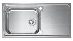 Clearwater Cresta Stainless Steel Large Single Bowl & Reversible Drainer Inset Kitchen Sink - Stainless Steel