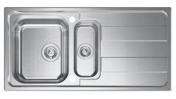 Clearwater Cresta Stainless Steel 1.5 Bowls & Reversible Drainer Inset Kitchen Sink - Stainless Steel