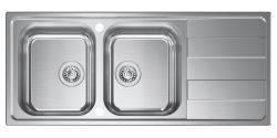 Clearwater Cresta Stainless Steel Double Bowl & Reversible Drainer Inset Kitchen Sink - Stainless Steel