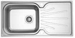 Clearwater Deep Blue Stainless Steel Large Single Bowl & Reversible Drainer Inset Kitchen Sink - Stainless Steel