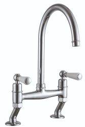 Clearwater Dephini, Dual Lever, Swan Neck, Traditional Belfast Bridge Kitchen Tap