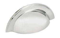 Häfele Bevera polished nickel brass cup pull handle with recessed profile for kitchen cabinets  102mm length