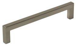 Hafele U profile D-shaped zinc alloy pull handle in brushed nickel finish  shown at 160mm fixing centres with slender 8.5mm width and clean contemporary design