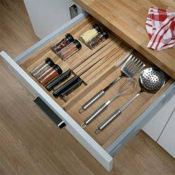 Hafele eXTray Expanding European Oak Insert for Utensils, Spice Jars and Knives