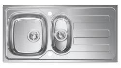 Clearwater Kudos Stainless Steel 1.5 Bowls & Reversible Drainer Inset Kitchen Sink - Stainless Steel